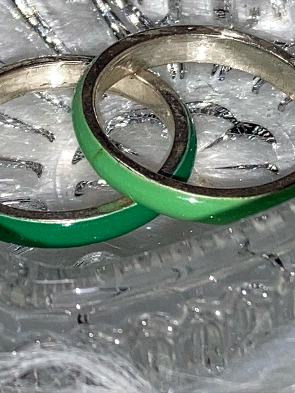 Green Enamel Stack Ring Set - Women’s Jewelry